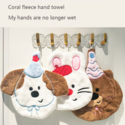 Coral Velvet Hand Towel with Hanging Loop Thick Absorbent Non-Shedding Kitchen Bathroom Use