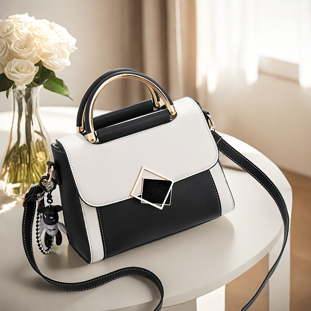 Bolso de mano cruzado para mujer de PU de color sólido, casual y elegante para uso diario en 2024