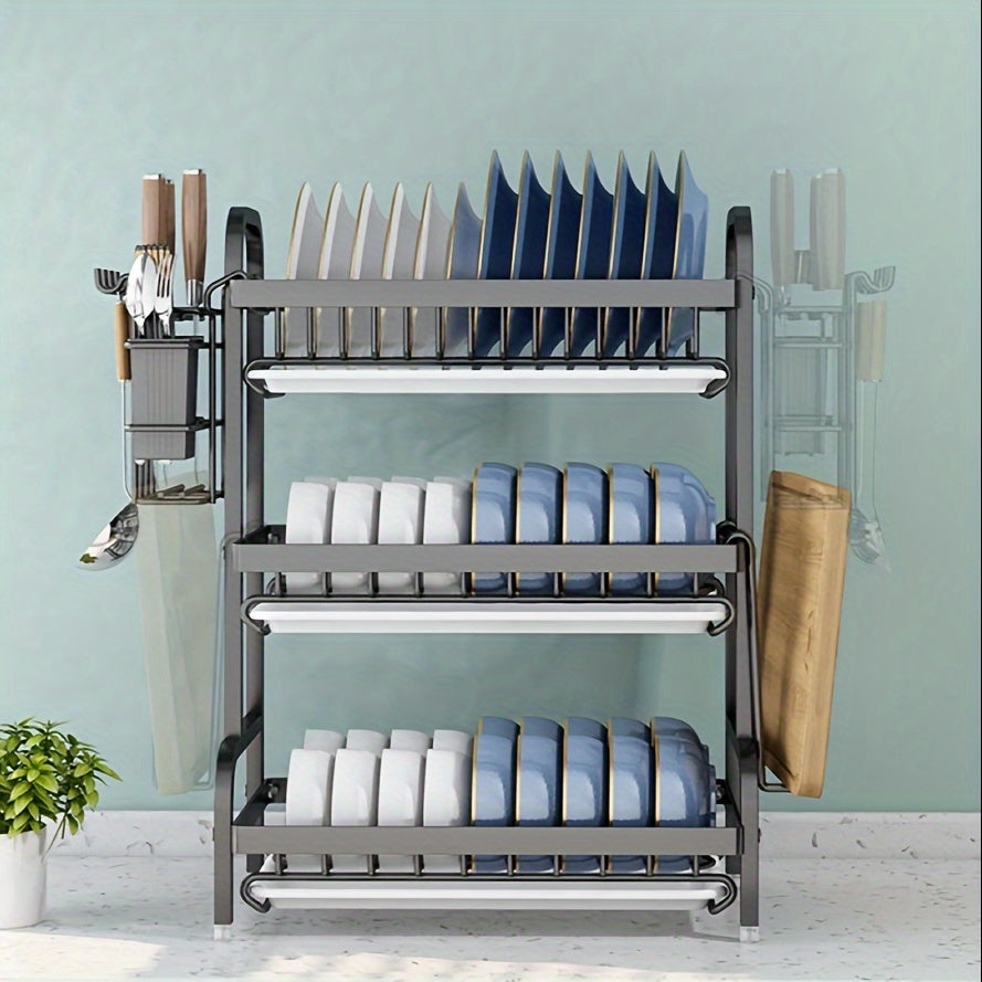 High-Quality Carbon Steel Anti-Rust Three-Layer Utensil Storage Rack for Kitchen