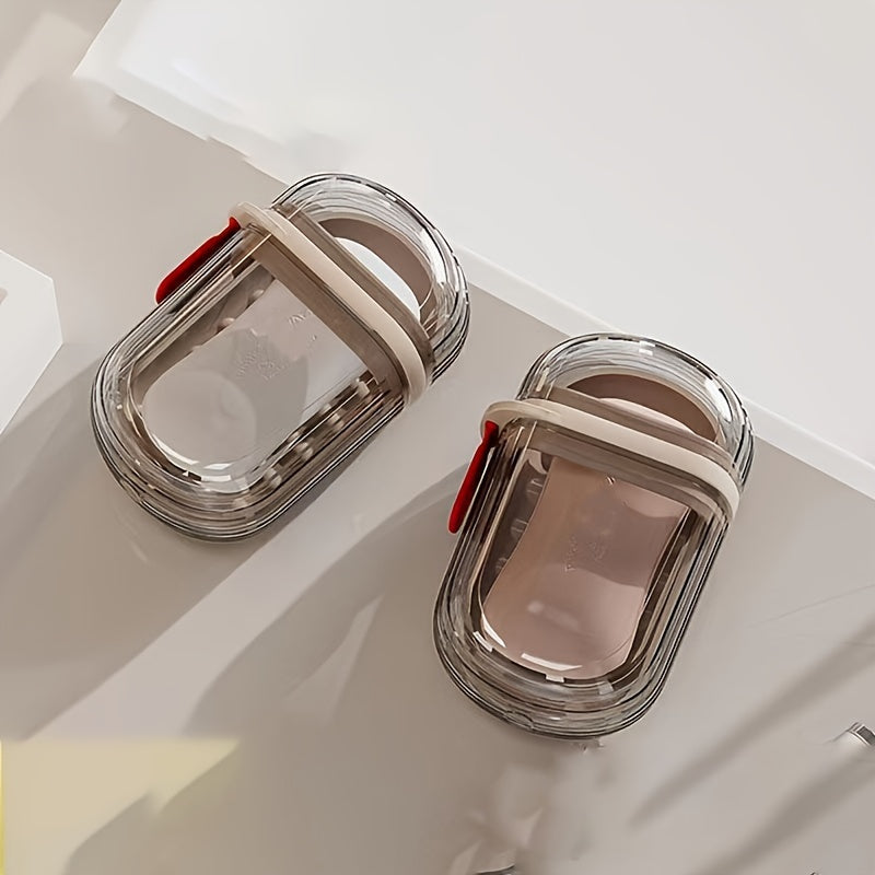 Portable PET Soap Box with Lid Sealed Drainage for Travel and Outdoor Use