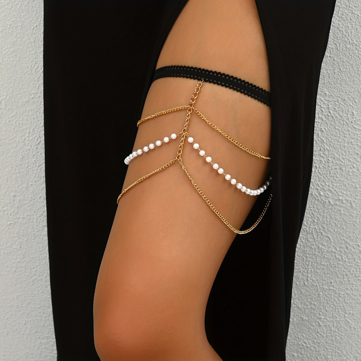 Women's Pearl Leg Chain with Multi-Layer Body Jewelry