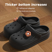 Women's Beige Closed-Toe Clogs Thick Platform Non-Slip Sandals with Cushioned Sole