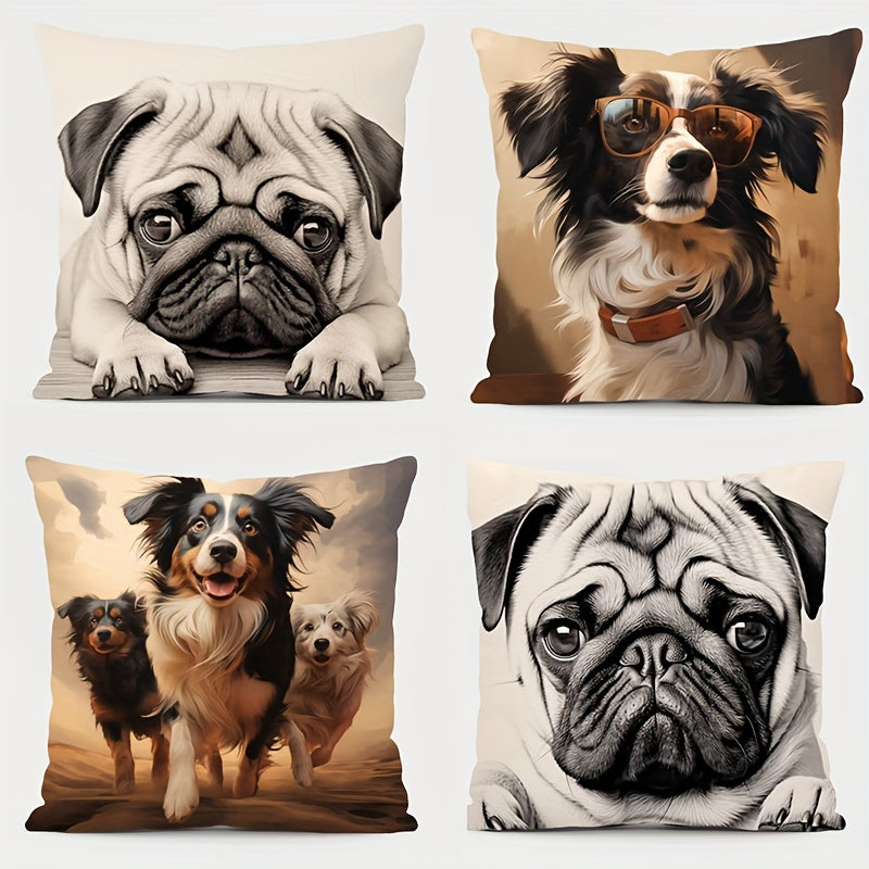 Funda de almohada de perro de 4 piezas para sofá de sala de estar, fundas decorativas para cojines