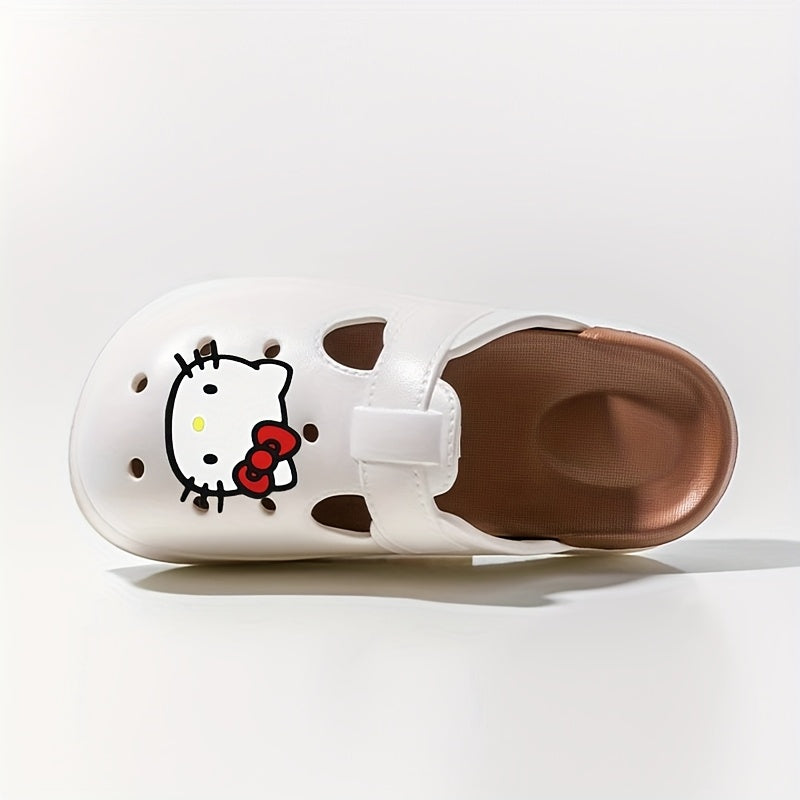 Women'S White EVA Platform Clogs with Red Bow Breathable Beach Shoes