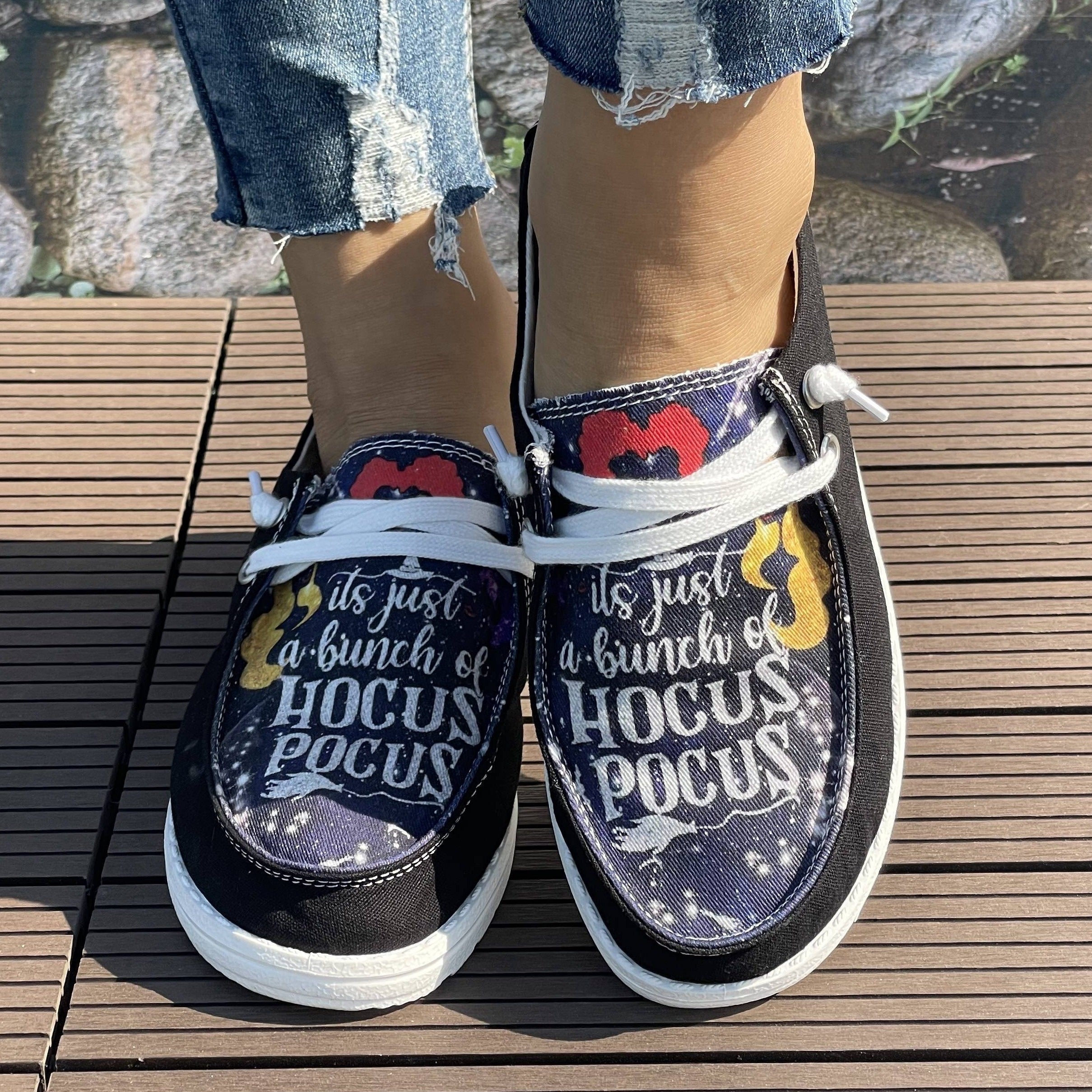 Women's Colorful Hair 2D Print Casual Flats Lightweight Comfortable Sneakers