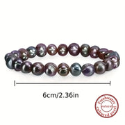 Pulsera de perlas de agua dulce negras de 7-8mm con perlas naturales para mujeres y regalos