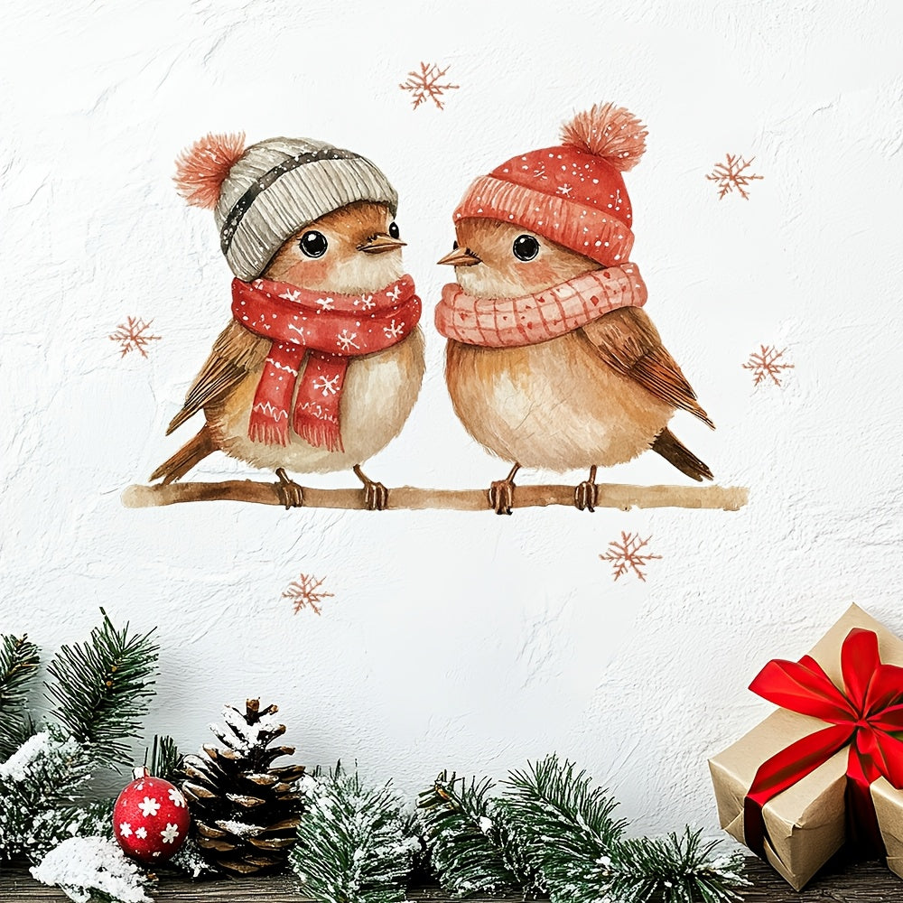Festive Christmas Bird Window Cling Removable Reusable Decor