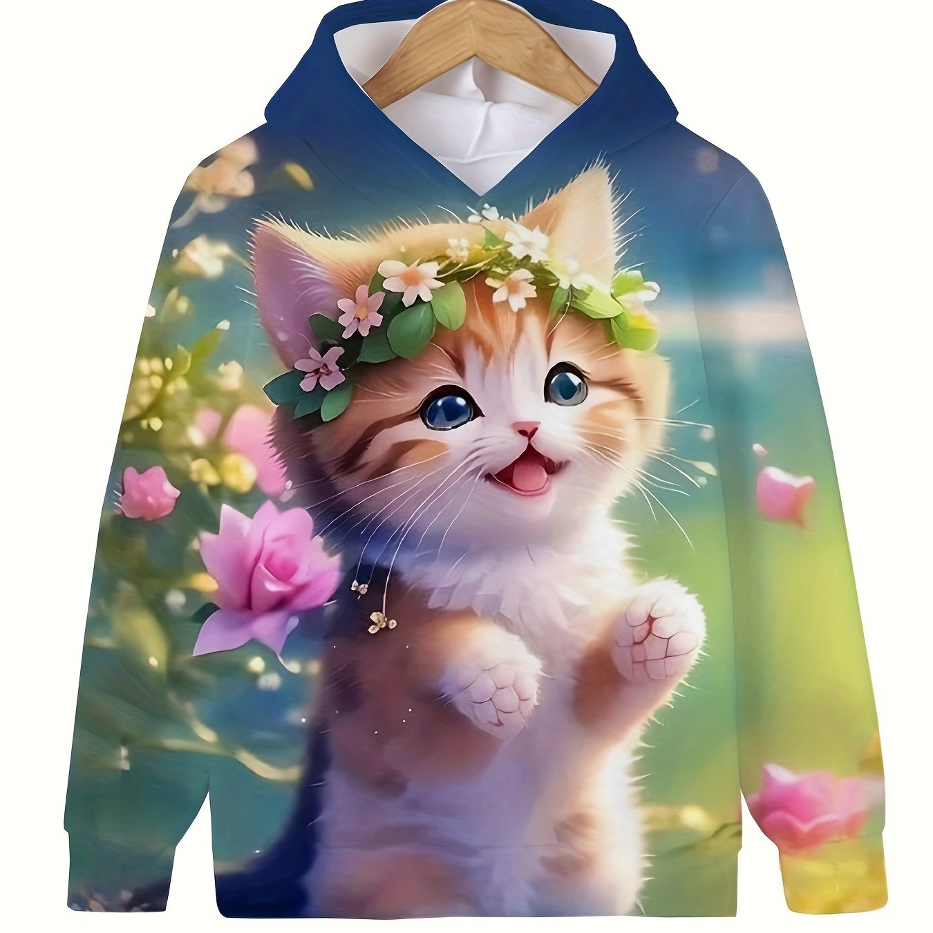 Kids Cat Hoodie Sweatshirt for Boys and Girls Autumn Winter Long Sleeve Casual