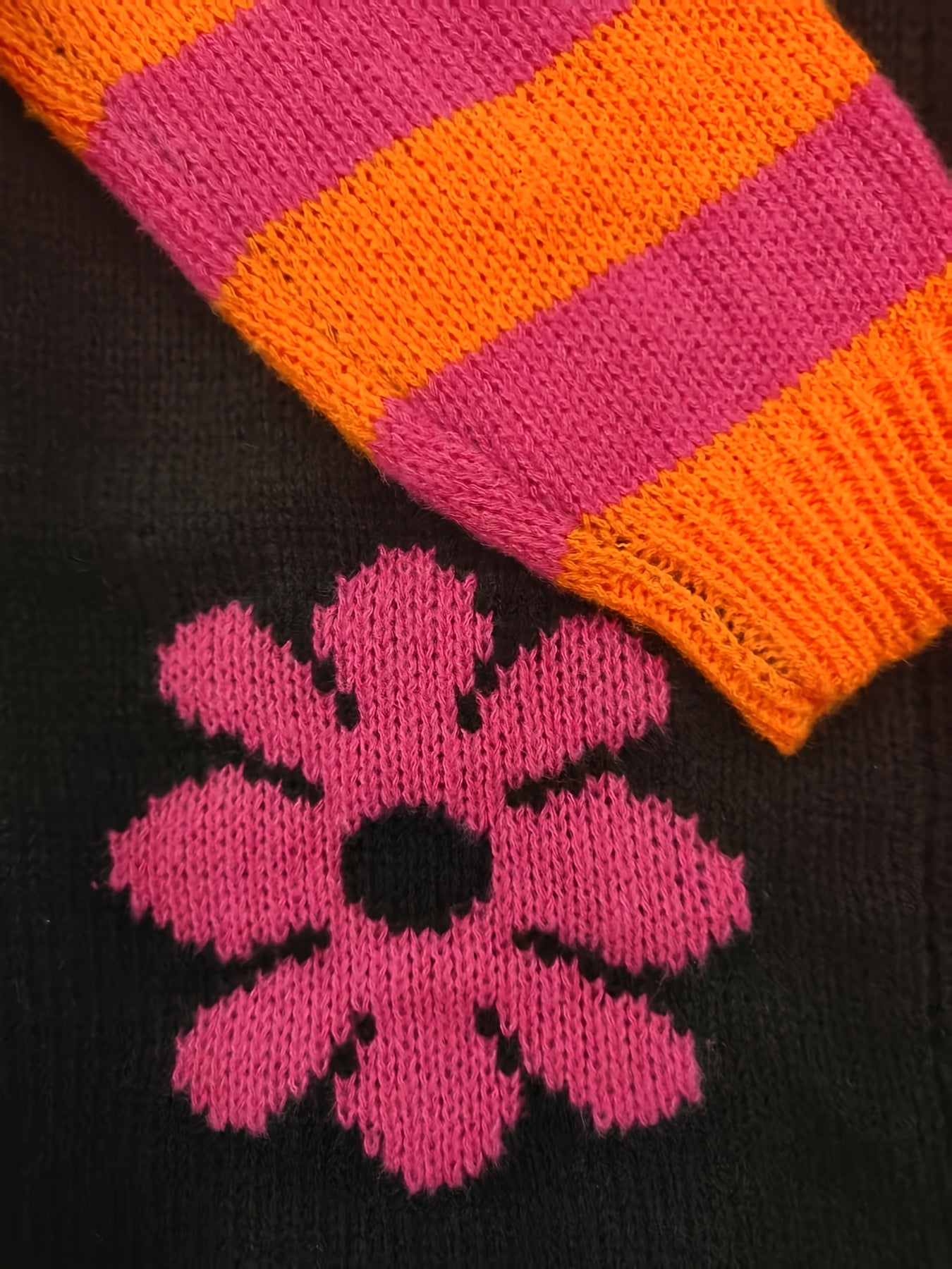 Suéter de talla grande, de corte holgado, con estampado floral, rayas y mangas largas