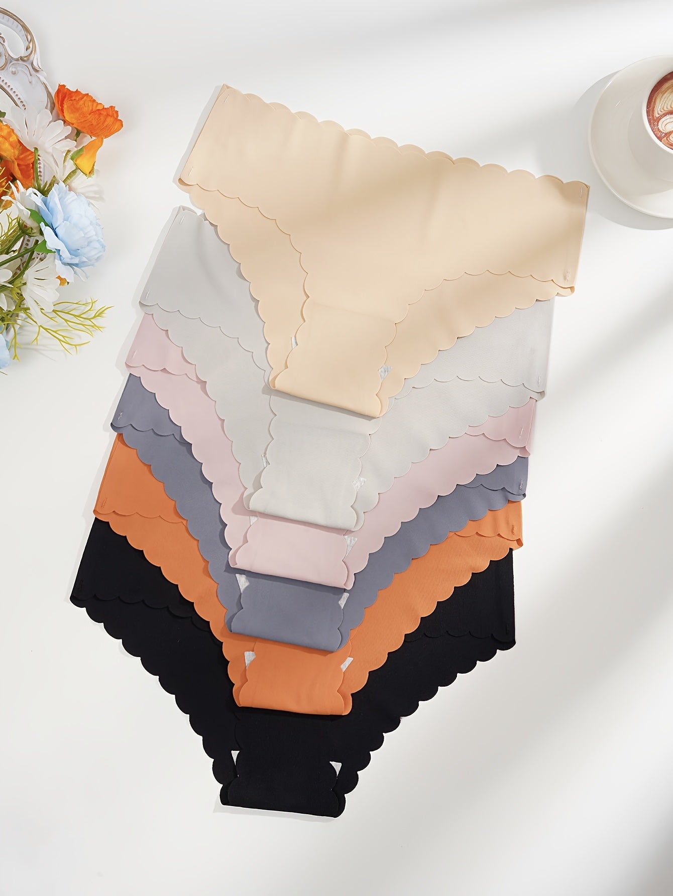 Pack de 6 calzoncillos sólidos sin costuras con borde de encaje, transpirables y cómodos