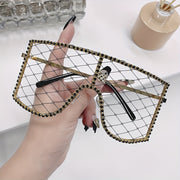 Women's Fashion Shield Glasses with Mesh and Rhinestones for Party and Prom