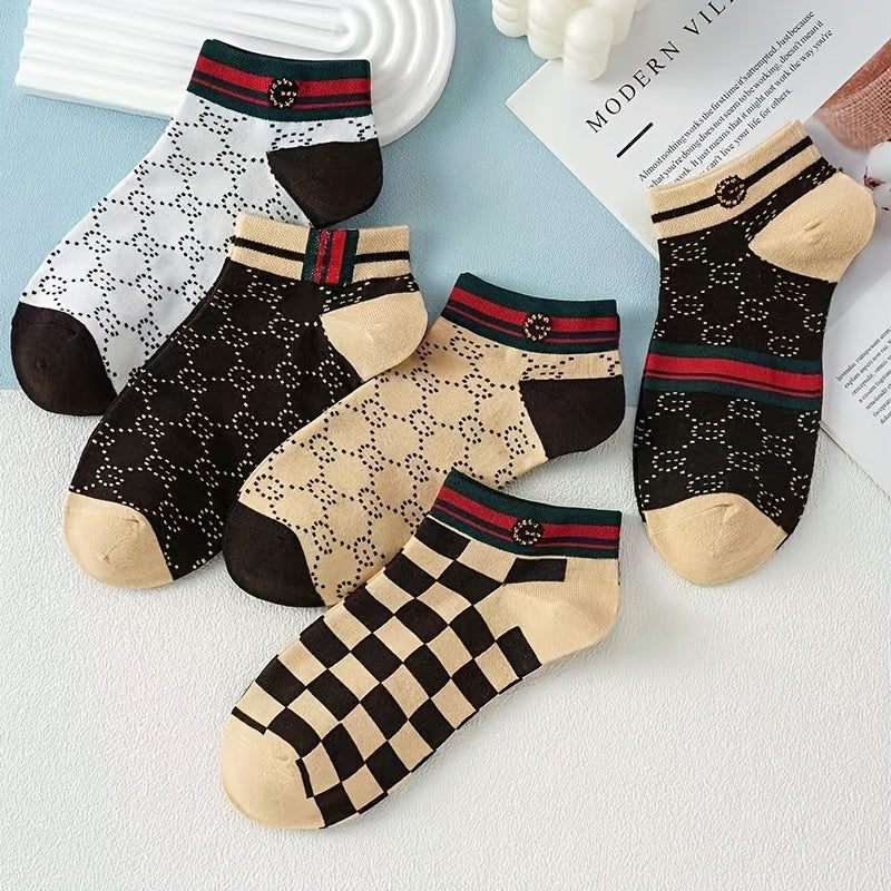 Men's Vintage Pattern Crew Socks 10 Pairs Breathable Soft Summer Casual