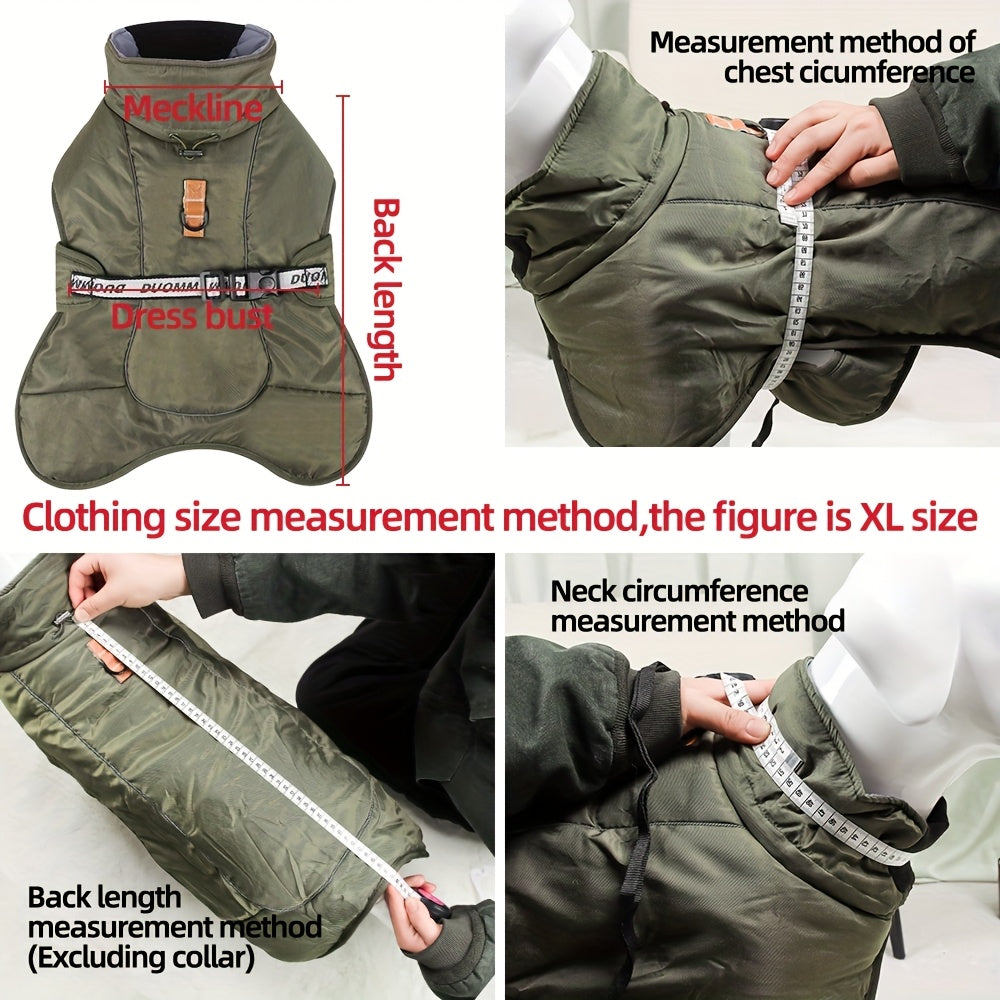 Waterproof Windproof Dog Jacket with Fleece Lining for Small to Large Breeds