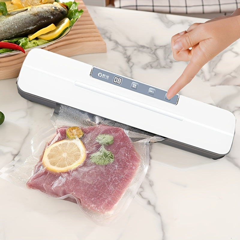 Yevropa Regulyatsiyasi Ko‘p funksiyali Avtomatik Vacuum Sealer uy uchun, portativ oshxona yangi saqlash mashinasi quruq va ho‘l oziq-ovqat uchun, 10 ta vakuum yopishqoq paket bilan.