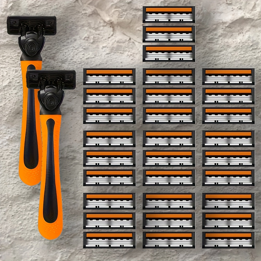 Vibrant Orange Manual Safety Razor for Men and Women with Stainless Steel Blades