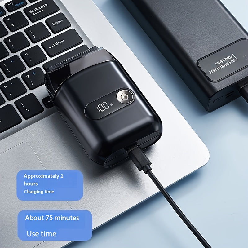Aluminum foil shaver with LED display USB rechargeable dual blade portable for beard trimming travel
