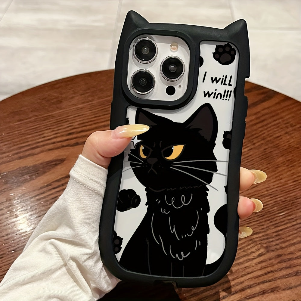 Black Cat Ears TPU Phone Case for iPhone 16 Pro Max 11 12 13 Pro Max 14 Pro Max 15