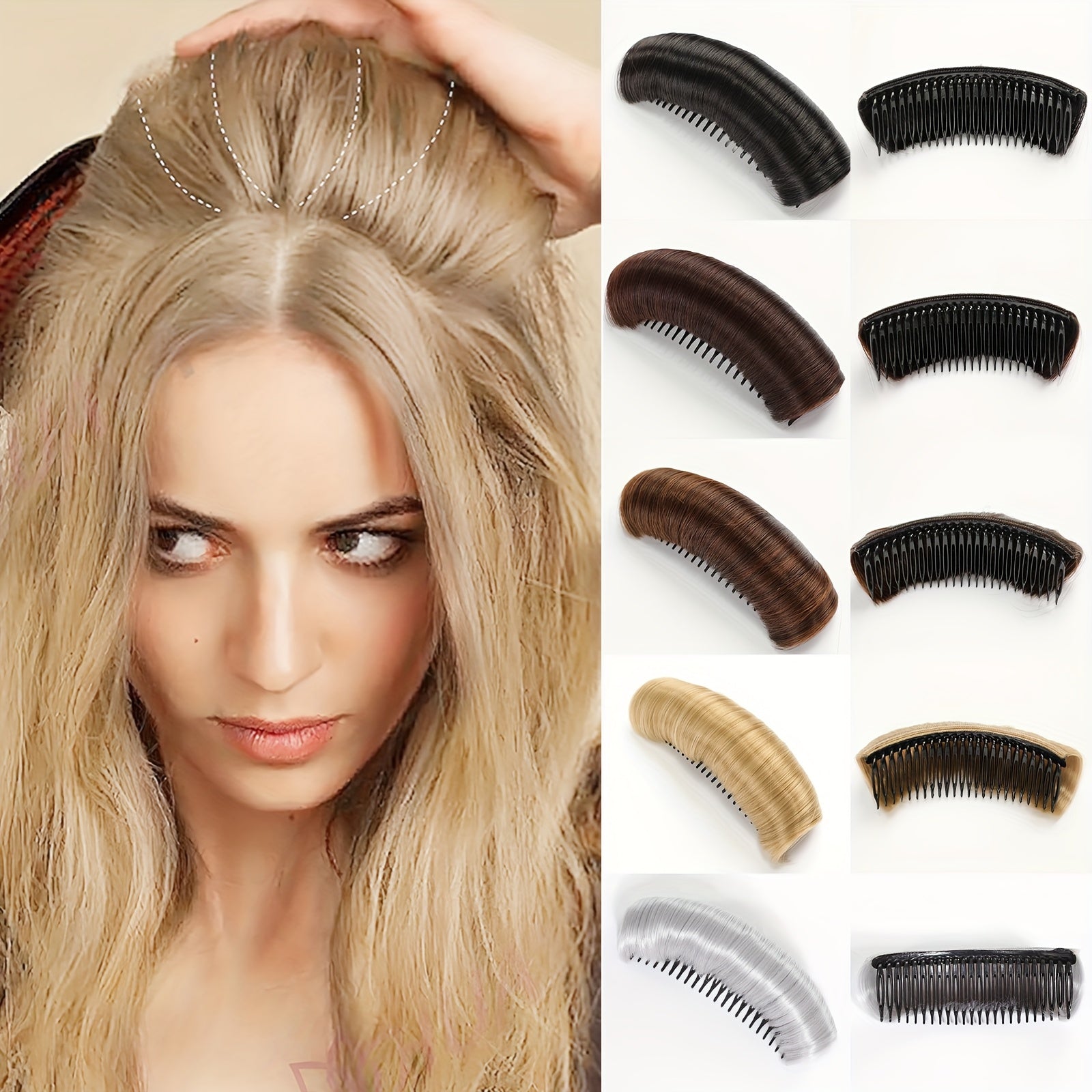 Women Hair Bump Up Tool, Hair Accessories, Golden Volume Insert, Bun Maker