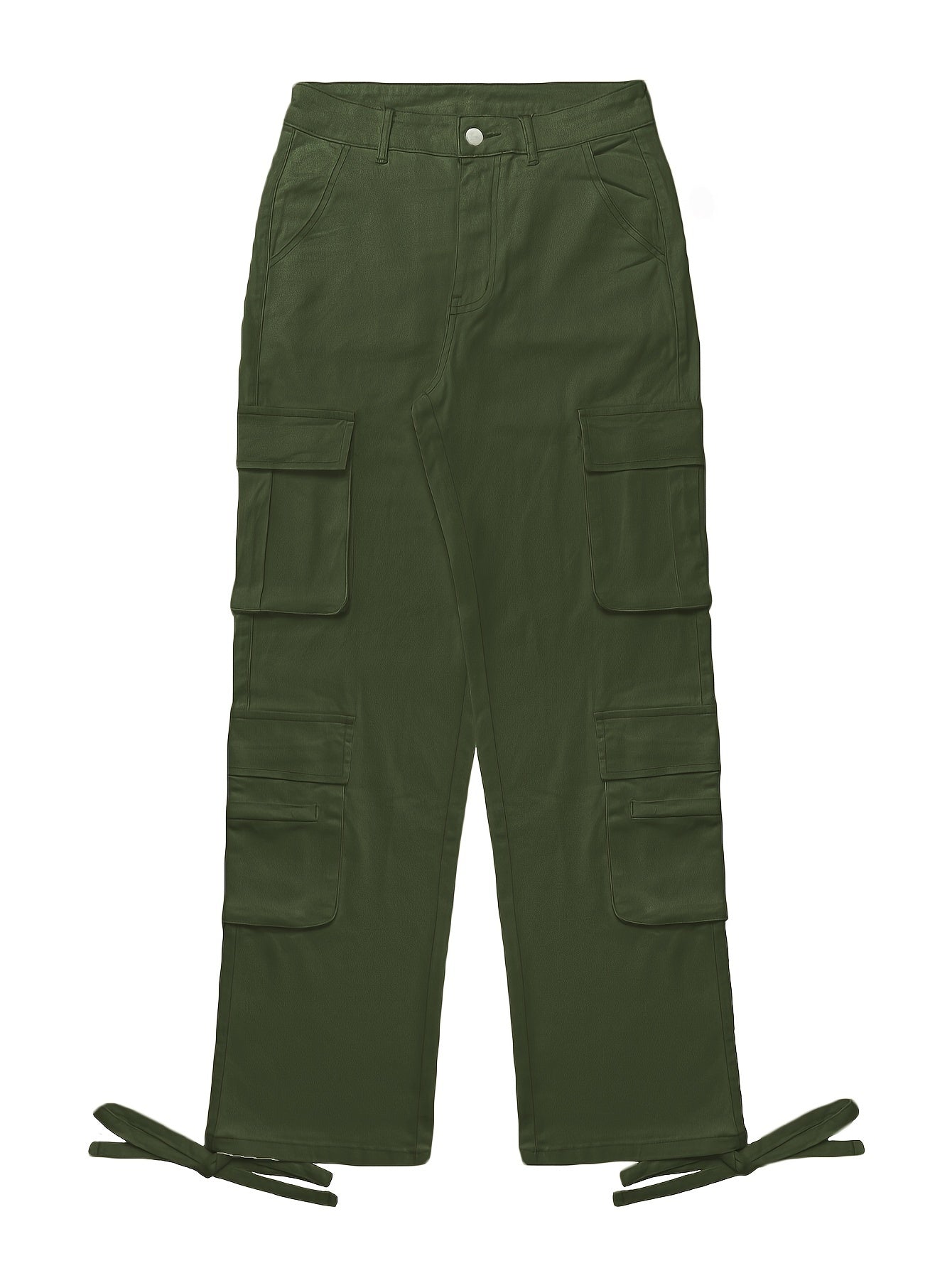 Women Plus Size Y2K Wide Leg Cargo Pants with Flap Pockets