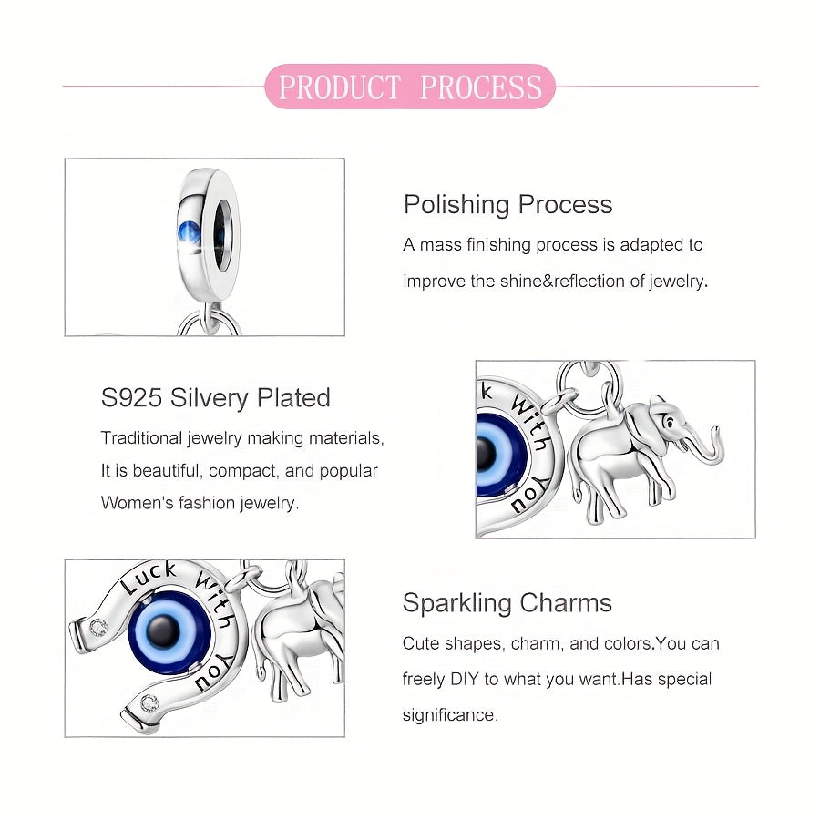 Подвеска-талисман с слоном из серебра 925 пробы с синтетической цирконией для изготовления украшений