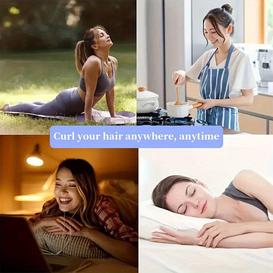 Juego de rulos sin calor para mujer con clips antideslizantes y lazos para el cabello