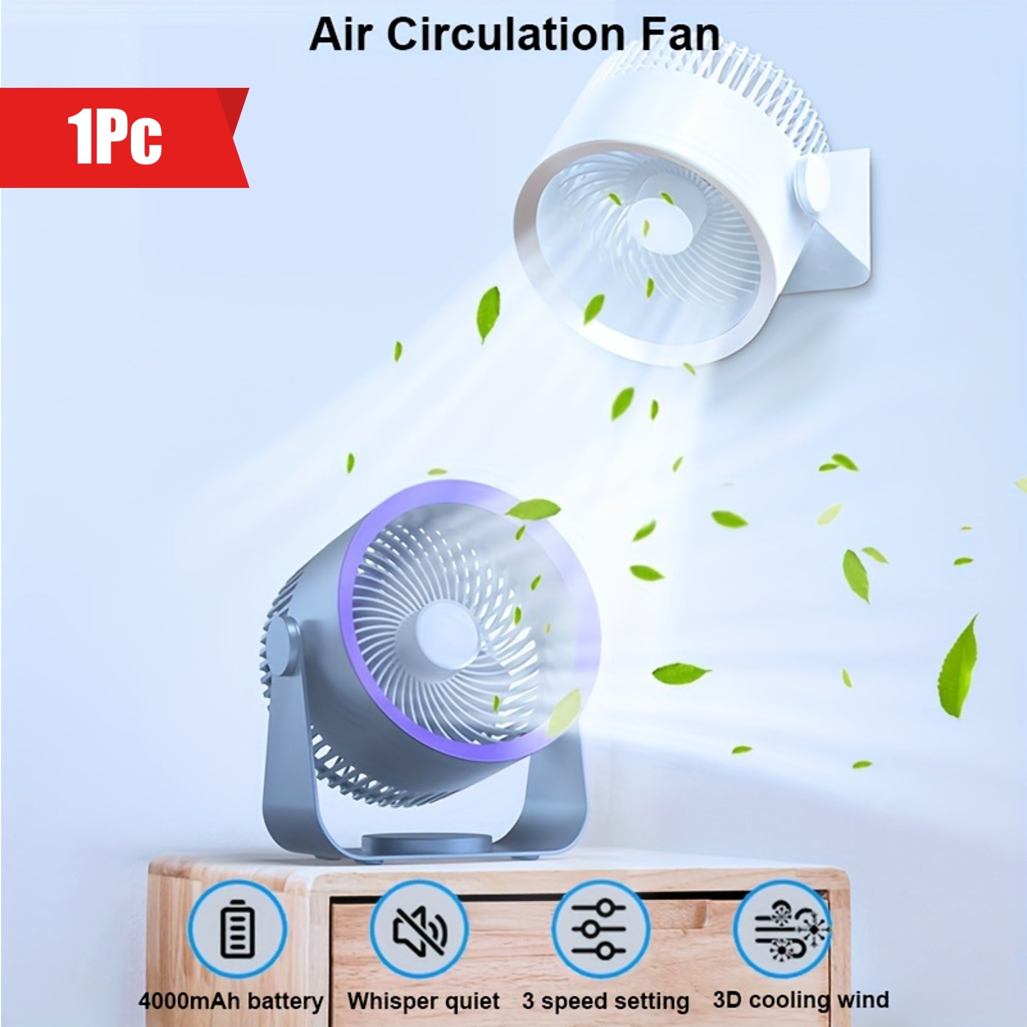 Large Rotating Fan for Indoor and Outdoor Use, Quiet, Adjustable Speed
