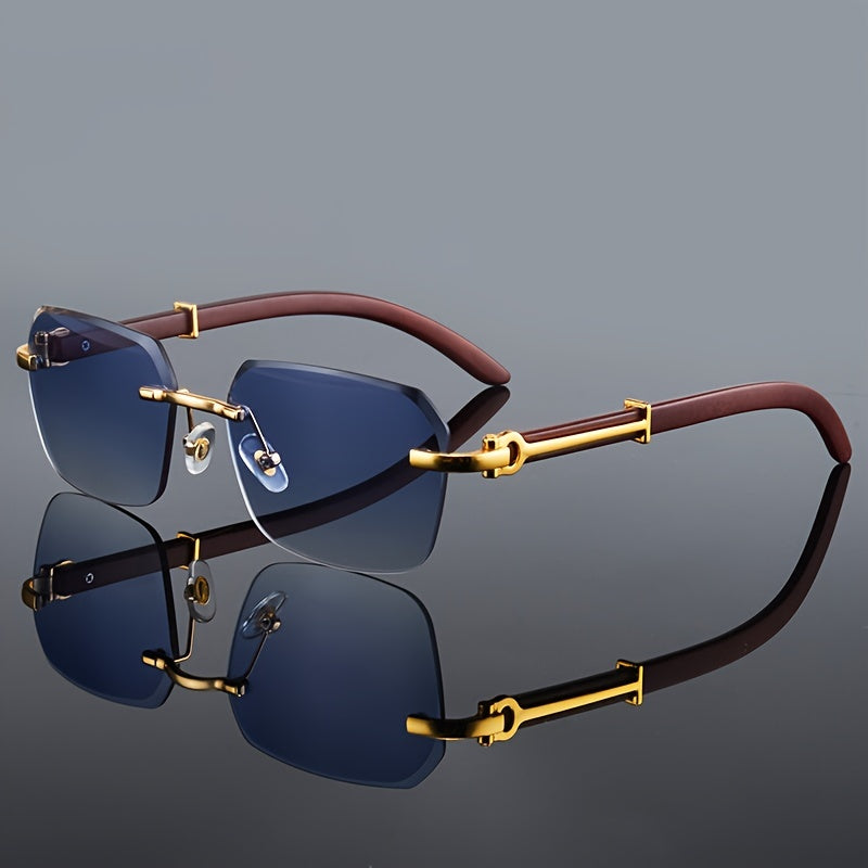 Men's Square Frameless PC Lens Fashion Sunglasses for Men