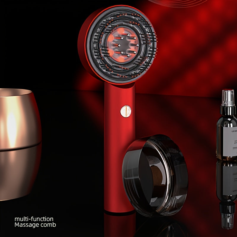 Cordless Scalp Massager Comb with Essential Oil Dispenser and 3 Modes Red and Black