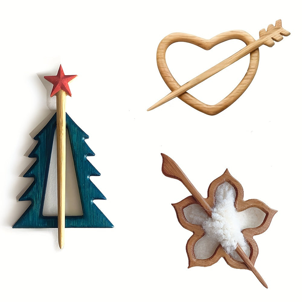 Ayollar va bolalar uchun 3 ta qoʻlda tayyorlangan yogʻoch hayvonlar broshuralari toʻplami