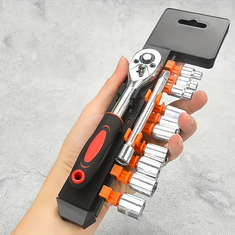 12-Piece 1/4 Inch Drive Socket Set Chrome Vanadium Steel Automotive Hand Tools