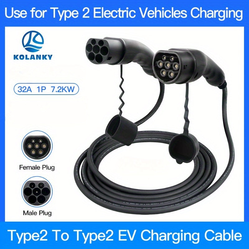Cable de carga para vehículo eléctrico 16A/32A 5m Tipo 2 IEC 62196 Carga pública AC