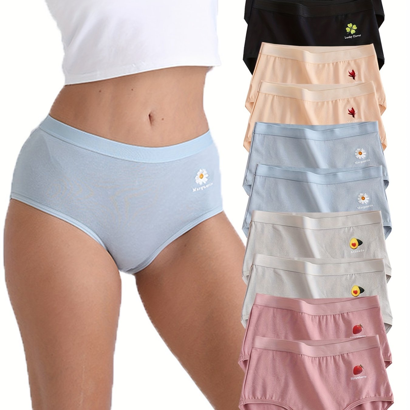 10 ta qulay mato ichki kiyim, mevalar va o'simliklar bosma ayollar uchun.