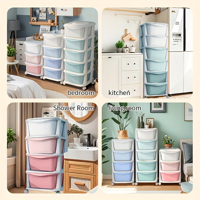Plastic Drawer Storage Organizer 3/4/5/6 Tiers in White Blue Pink Teal
