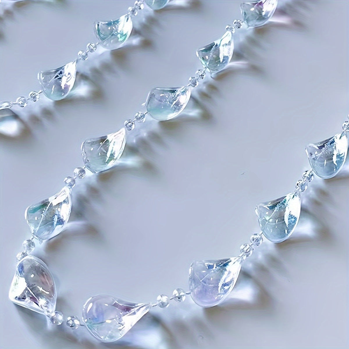 Guirnalda de cuentas de acrílico 3m, cuentas blancas y transparentes, decoración de boda y Navidad, adorno colgante