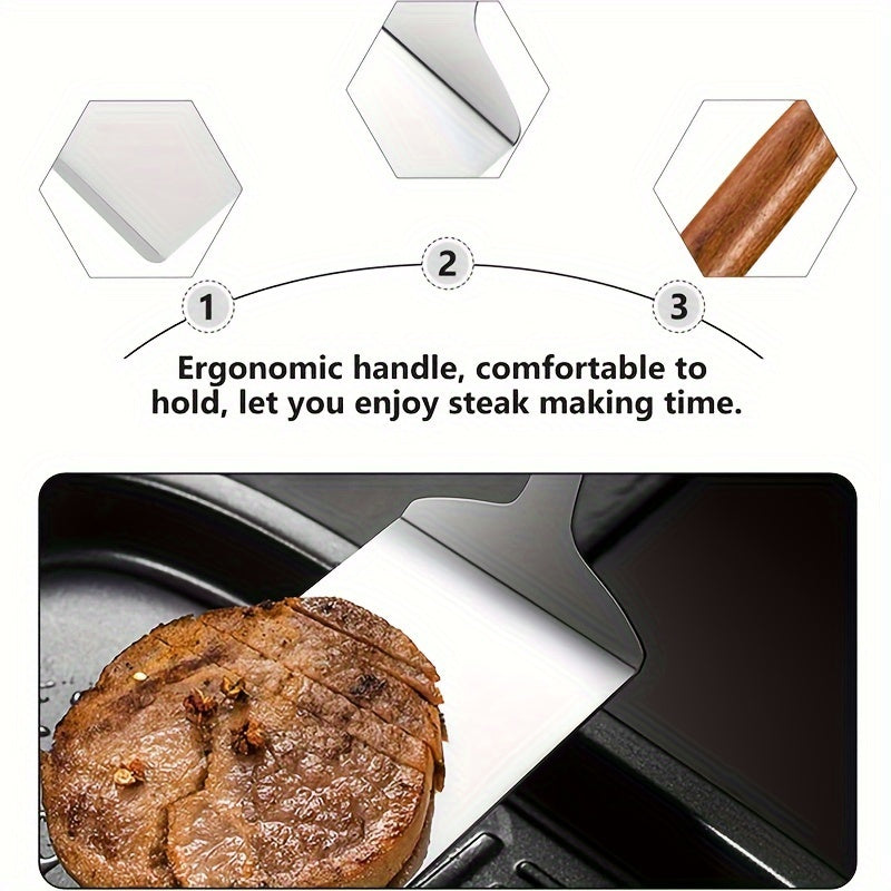 Stainless Steel Kitchen Spatula Wide Blade for Flipping Pancakes Pizza Steak
