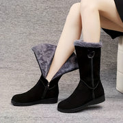 Women's Fleece-Lined Mid-Calf Winter Ankle Boots Flat Sole