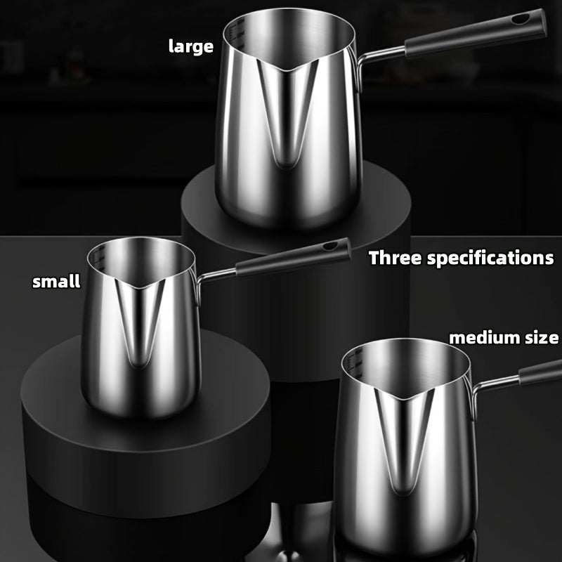 304 Stainless Steel Coffee Pot with Handle for Latte Art Hot Milk Oil Pouring and Frying