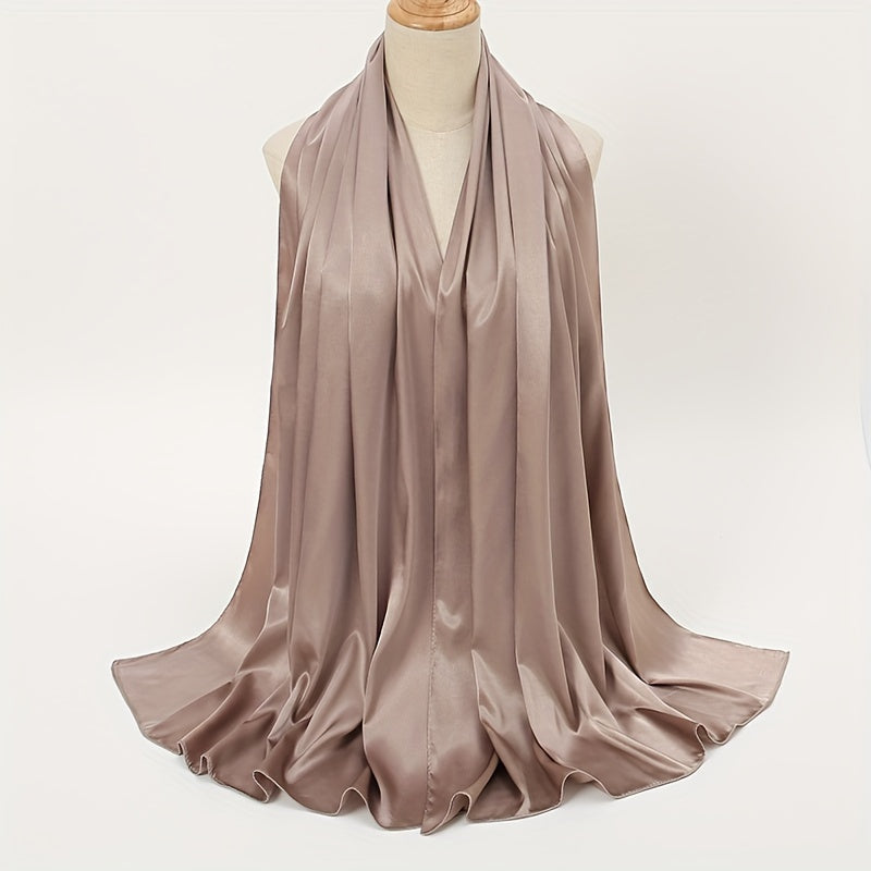 Solid Color Chiffon Shawl and Satin Hijab for Casual Outdoor Sun Protection