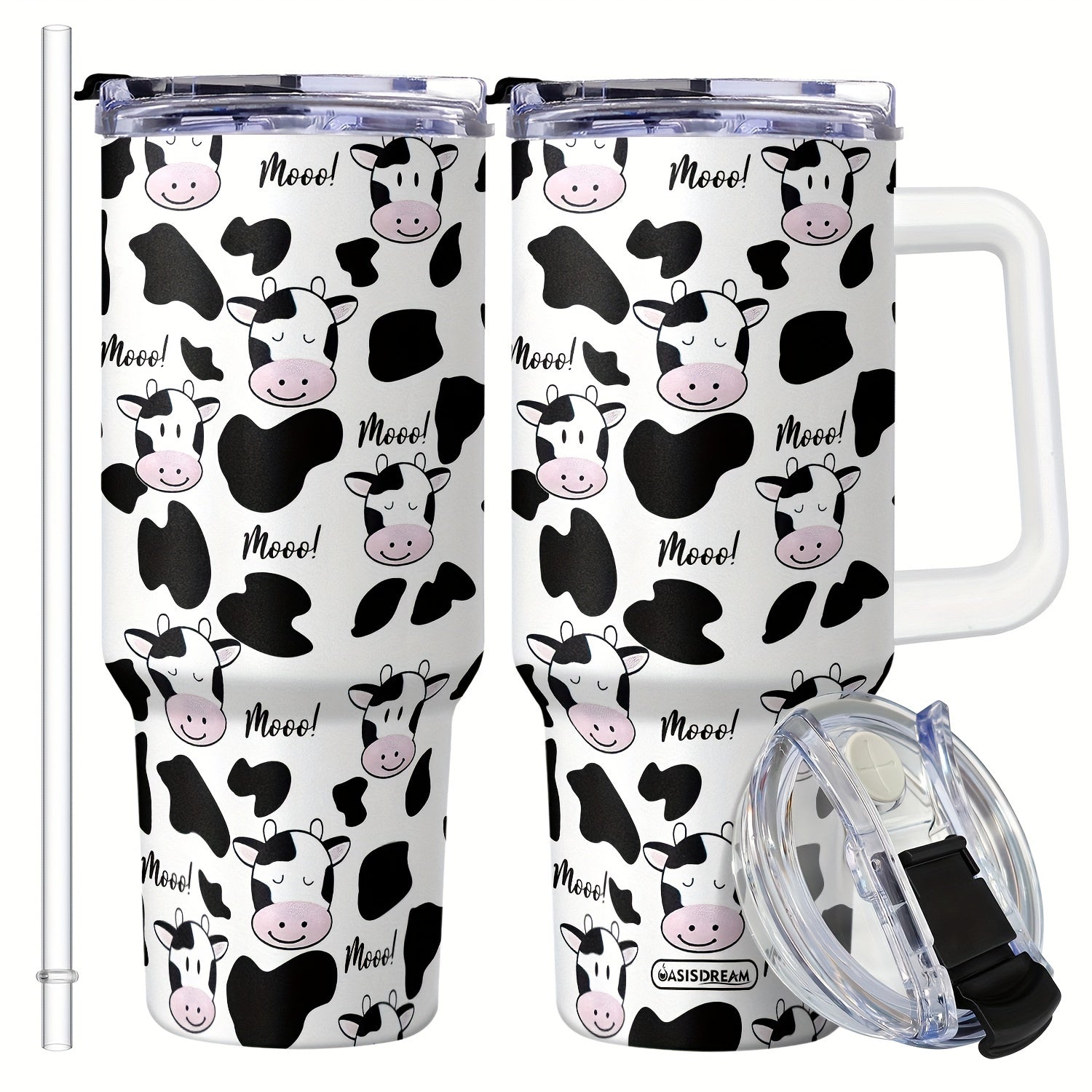 40oz Stainless Steel Tumbler with Cow Print Vacuum Insulated BPA Free Keeps Beverages Cold 48 Hours