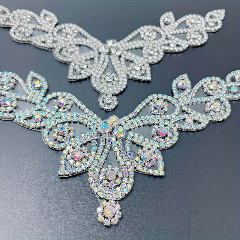 White Glass Rhinestone Applique for Shoes Dresses Bags - Handcrafted DIY Embellishment