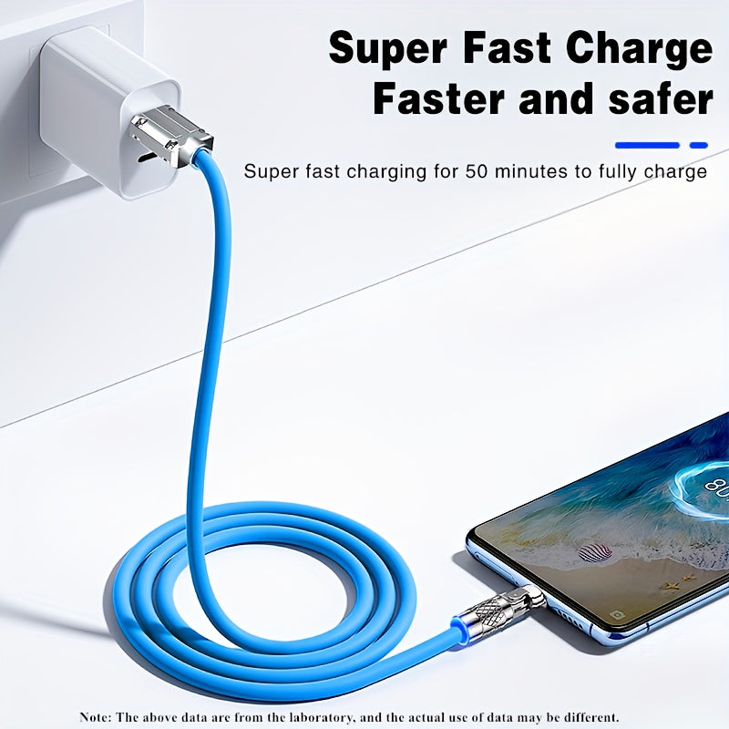 100W 3A Micro USB Fast Charging Data Cable Liquid Silicone Elbow 180° for Android Phones
