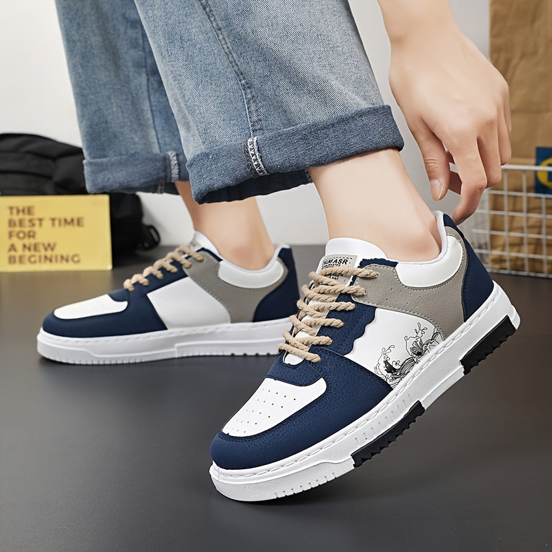 Men's Casual Sneakers with PVC Sole Breathable Fabric Low Top for Hiking and Daily Wear