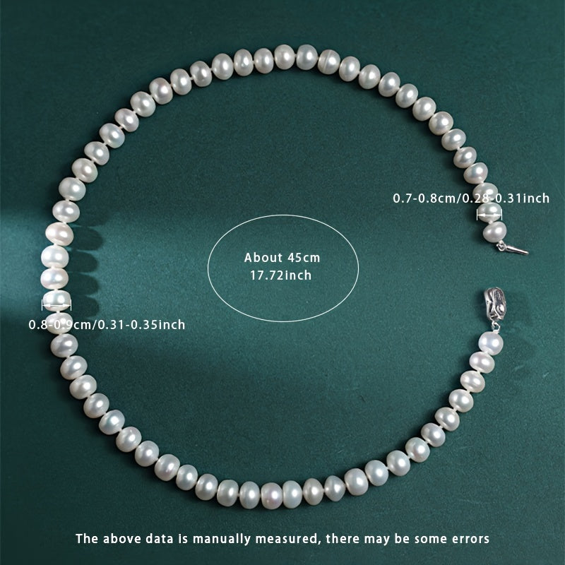 Women’s Freshwater Pearl Necklace 8-9mm Natural Lustrous Pearls Sterling Silver Gift