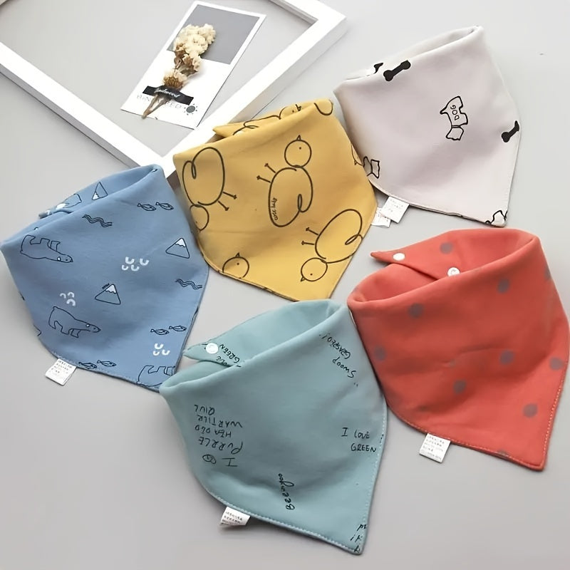 Kids Cotton Double Layer Triangle Scarf with Waterproof Pocket for Drooling