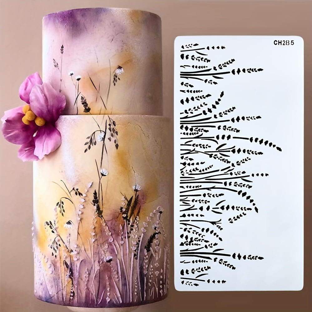 Lavender Pattern Cake Decorating Stencil Plastic Floral Design for Baking