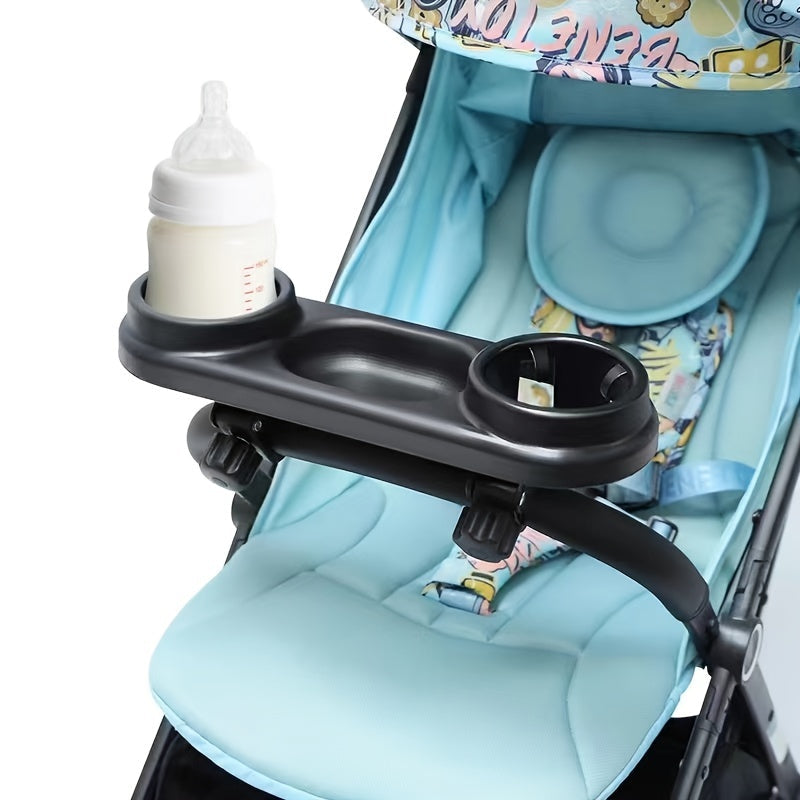 Universal Stroller Tray with Cup Holder and Snack Storage Non-Slip Removable Drink Holder