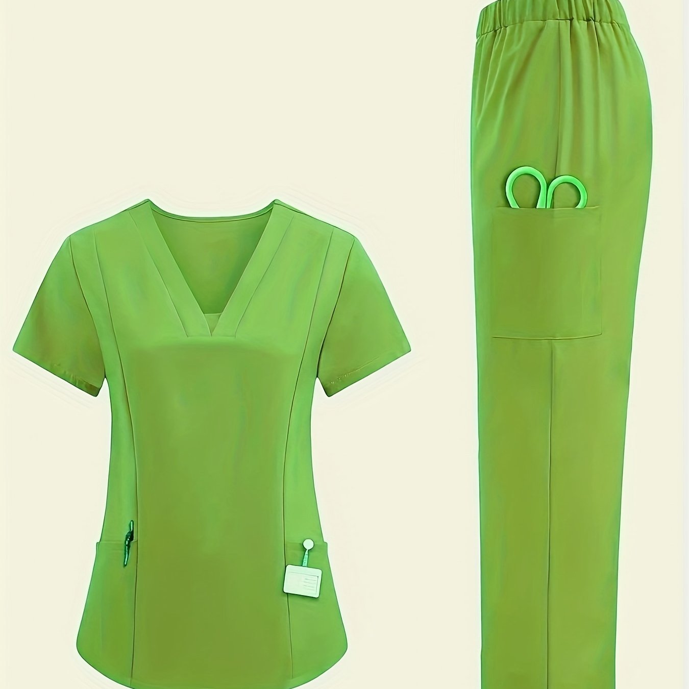 Women's Medical Wash Dress with V-Neck Short Sleeve Polyester for Operating Room