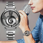 Men's Stainless Steel Quartz Watch with Musical Notation Dial