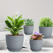 Set of 5 Self-Watering Plastic Planters with Drainage Holes for Indoor Outdoor Succulents and Houseplants