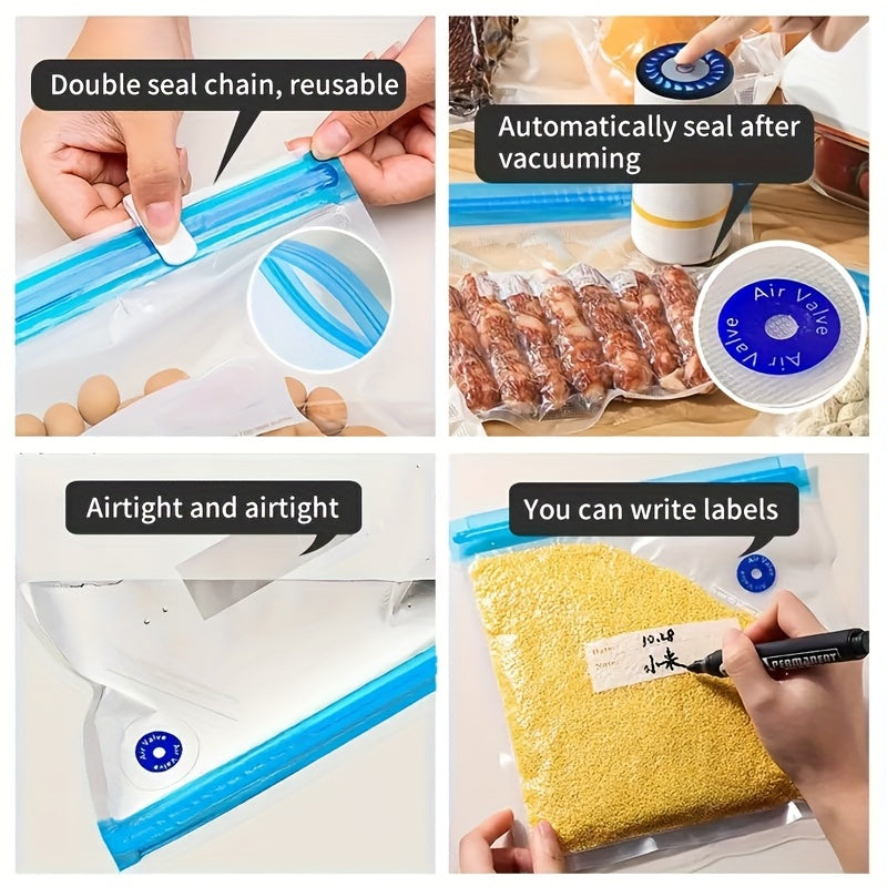 Многоразовые пакеты для хранения продуктов, набор из 50 штук с застежкой-молнией, размеры 3-в-1 для подготовки еды и организации кухни